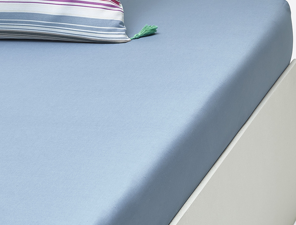 Drap housse percale bleu bonnet 35 cm Trait de gourmandise