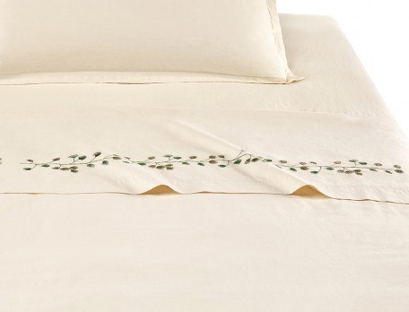 Drap percale lavée 100% coton brodé Mascarpone