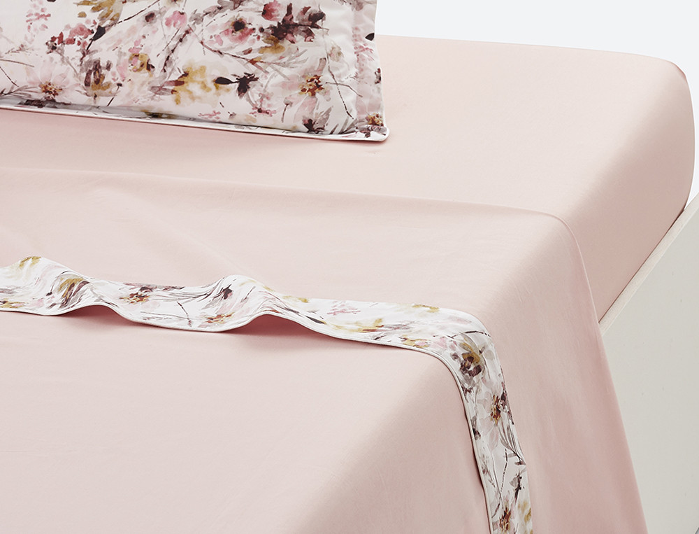 Drap percale uni bois de rose Poésie fleurie