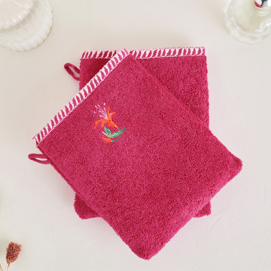 Lot de 2 gants brodés Les fuchsias