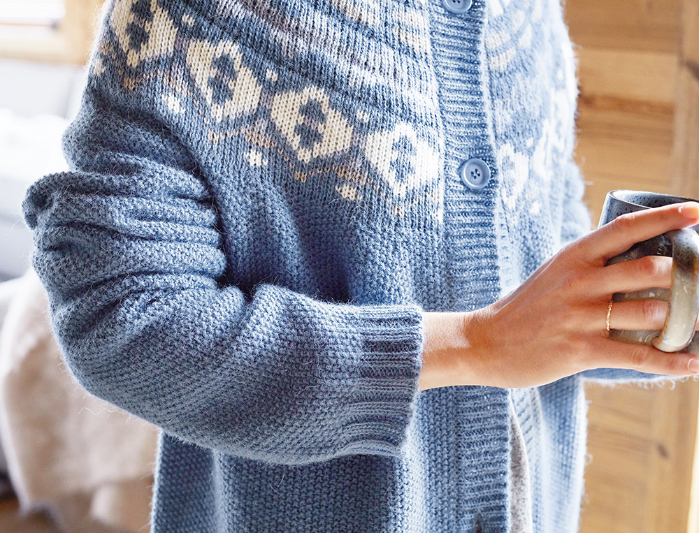 Gilet long en maille Flocons