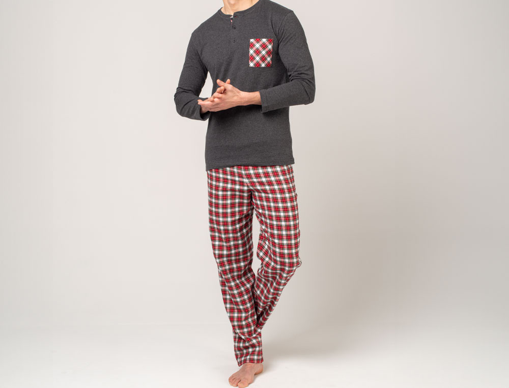 Herren Pyjama Tandem Baumwolle Linvosges