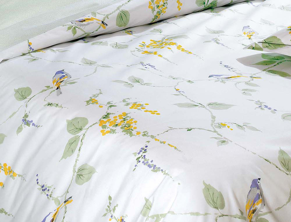 Housse de couette percale réversible imprimée fleurie et petits motifss Chant d'été