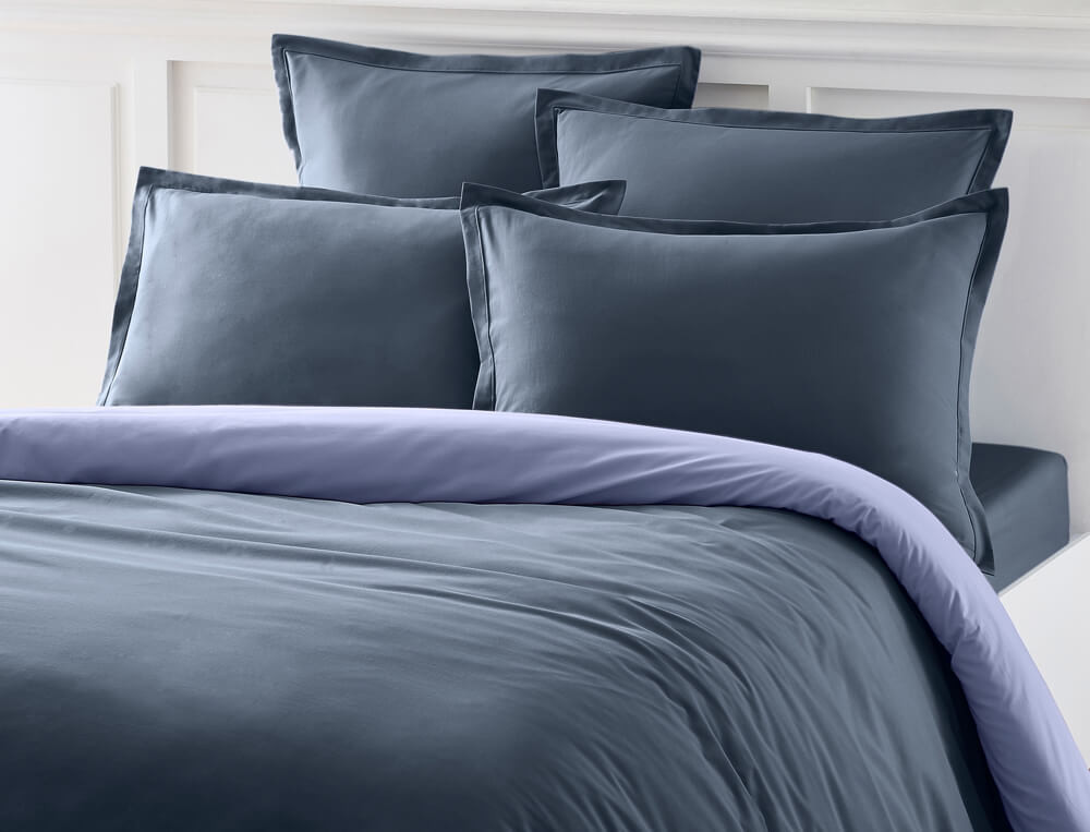 Housse de couette unie réversible Coton fin
