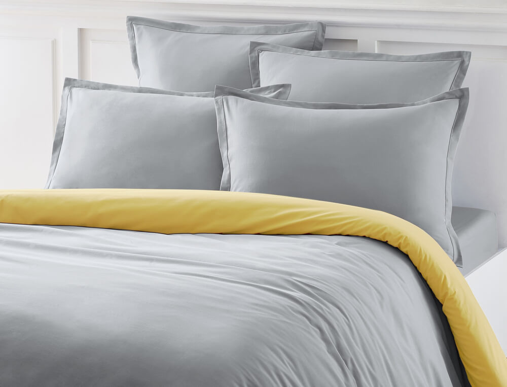 Housse de couette unie réversible Coton fin