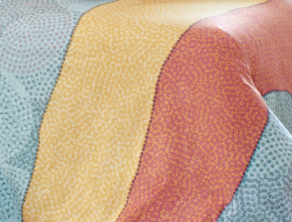 Housse de couette percale imprimée mutlicolore et terre cuite Couleurs Sahara