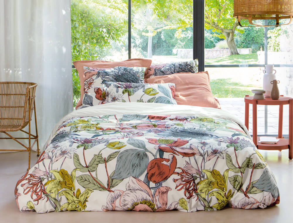 Housse de couette percale imprimée fleuri Extravagance