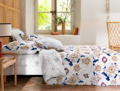 Housse de couette percale imprimé fleuri multicolore Fabuleuses