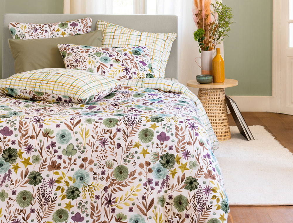 Housse de couette fermeture zip Fleurs d'anis