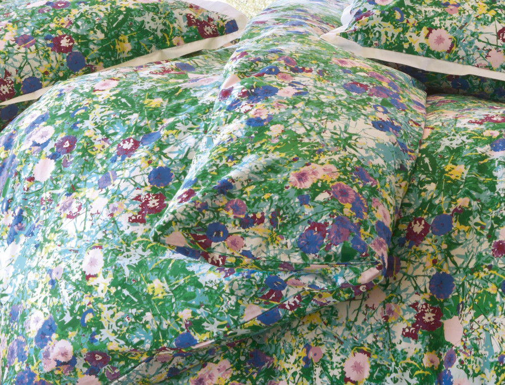 Housse de couette percale imprimé fleuri Forêt d'émeraude