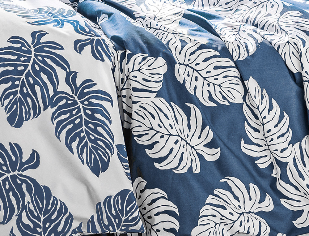 Housse de couette percale imprimée feuilles de palmier Les alizés