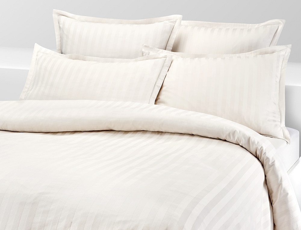 Housse de couette satin 100% coton peigné rayée  Prélude
