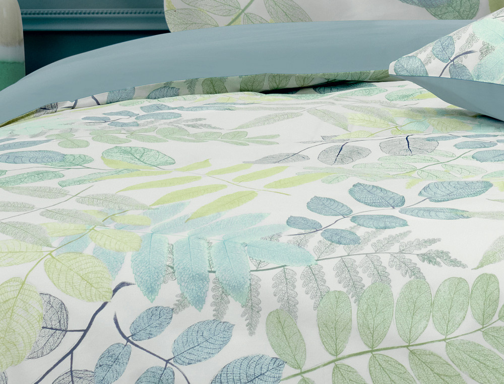 Housse de couette percale imprimée Vert feuillage