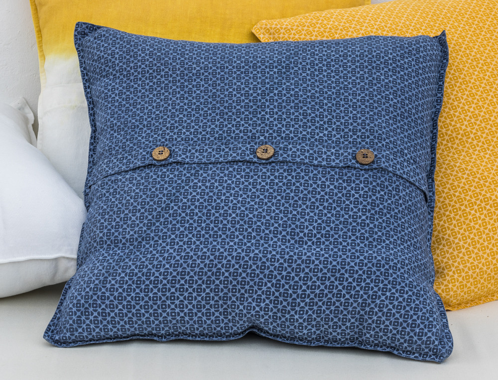 Housse de coussin imprimé en lin Entre terre et mer