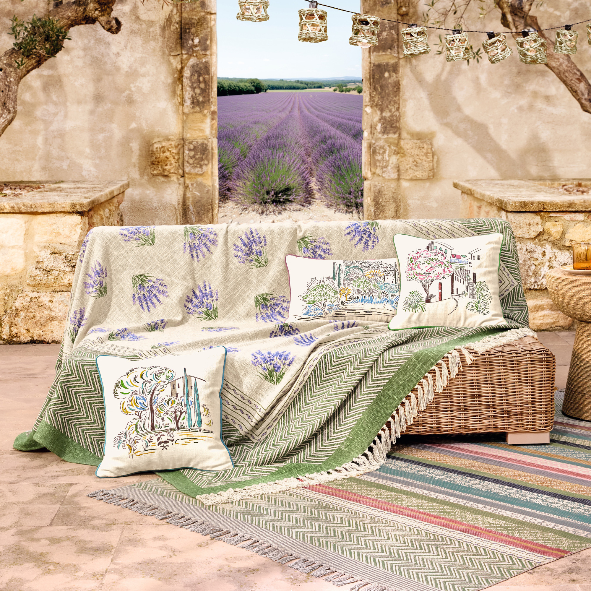 Jeté de canapé - 220x250cm - Parfum provencal - Coloris Unique - Linvosges