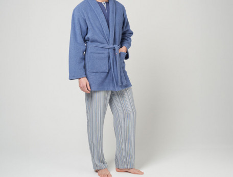 Kimono homme court polaire coloris bleu chiné Milleraies