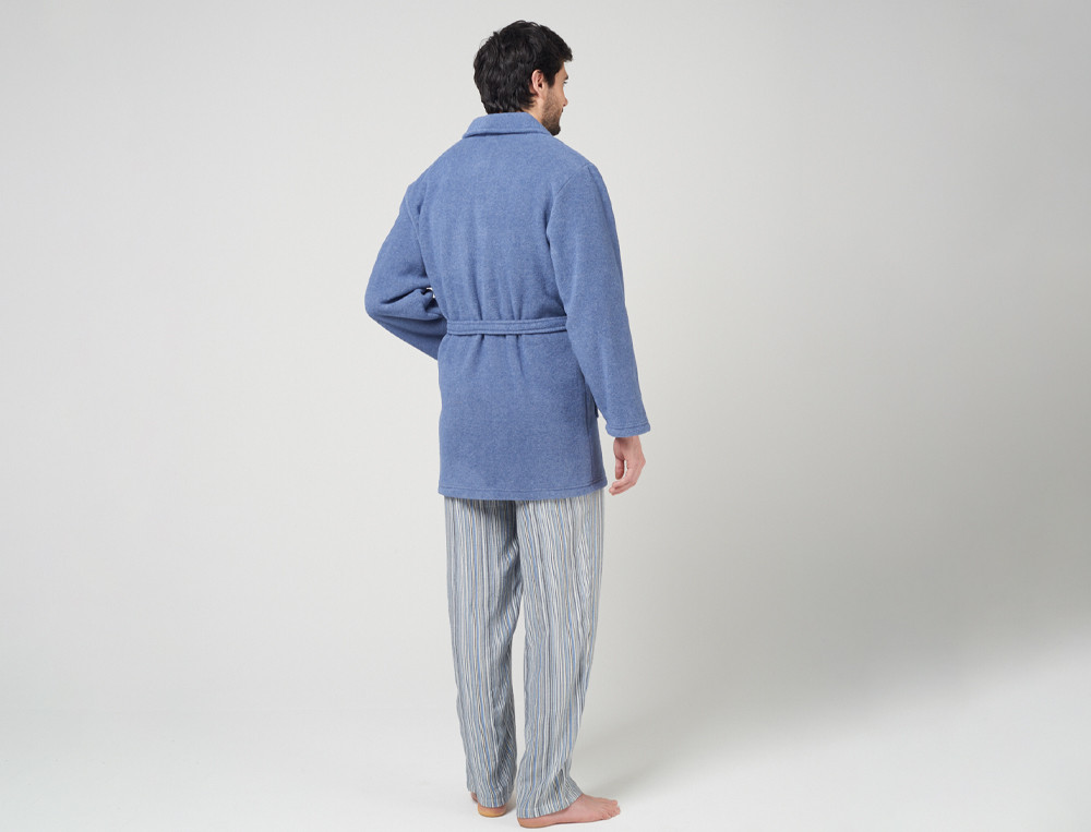 Kimono homme court polaire coloris bleu chiné Milleraies