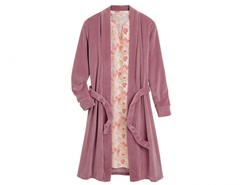 Kimono Sommerblumen Velours Baumwolle