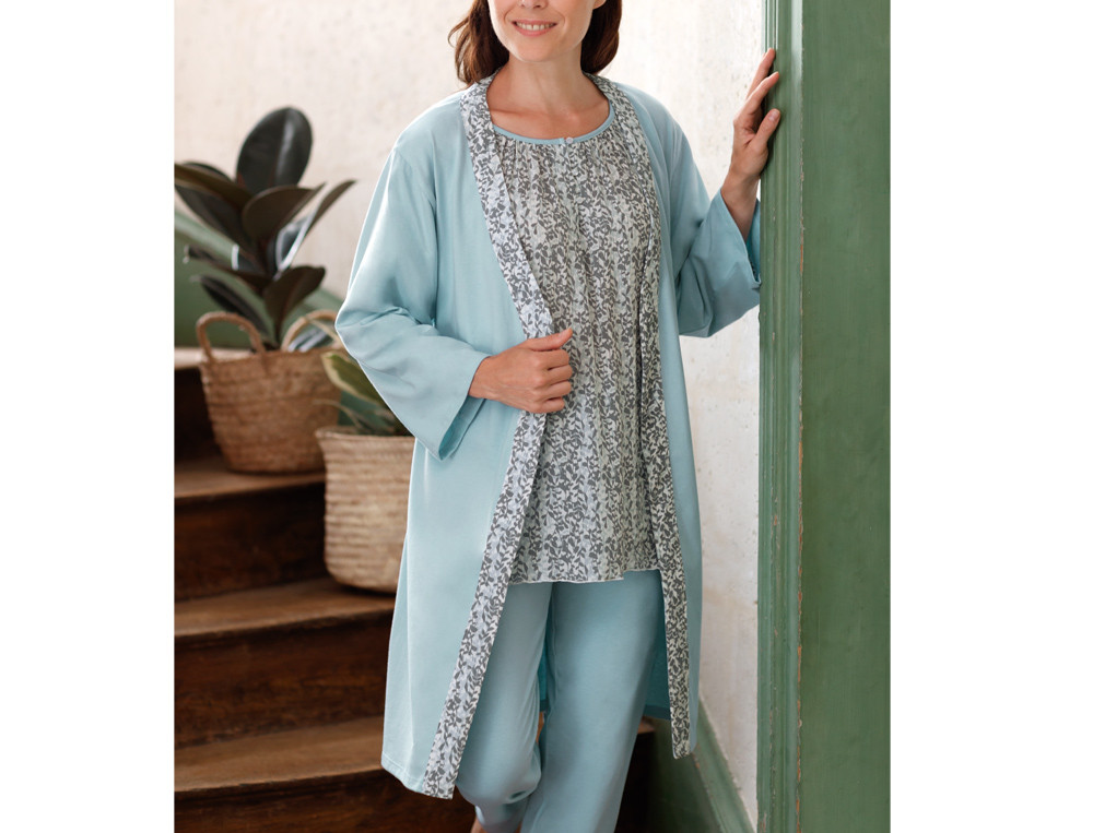 Kimono Wasserblau Linvosges Baumwolle