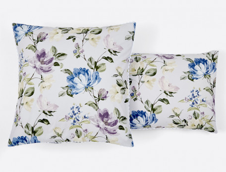 Perkal-Kissenbezug mit Blüten und Streifen Maries Garten