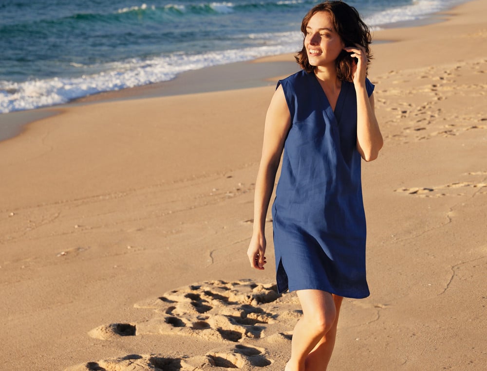 Leinenkleid blau Meeresbrise