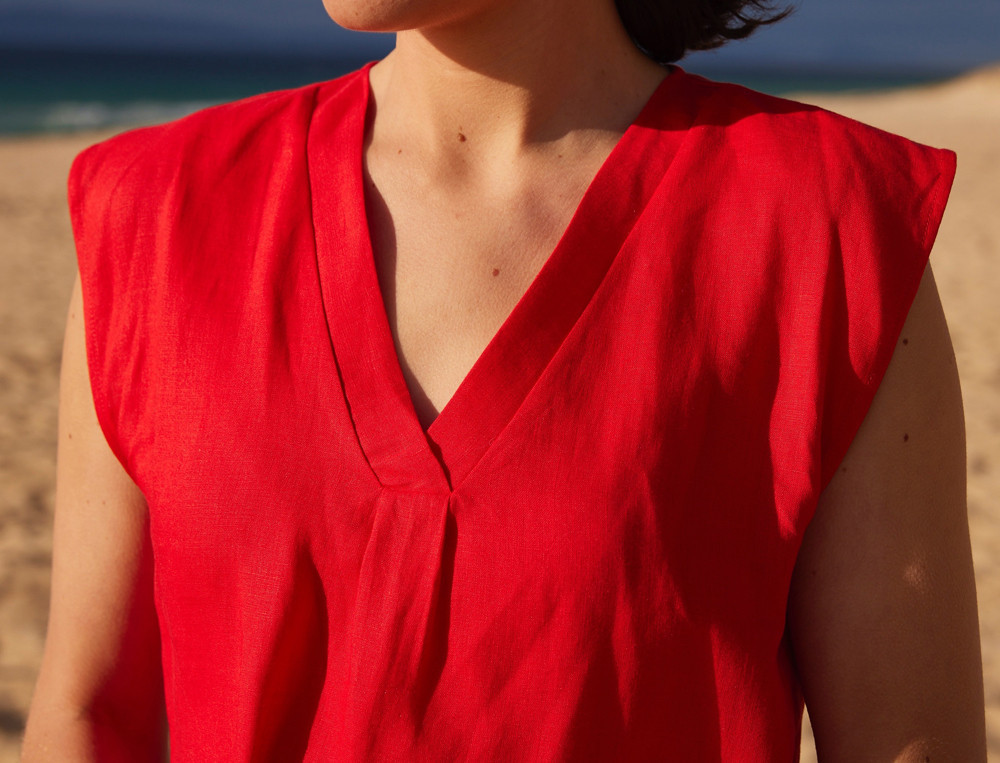 Leinenkleid rot Sanddüne