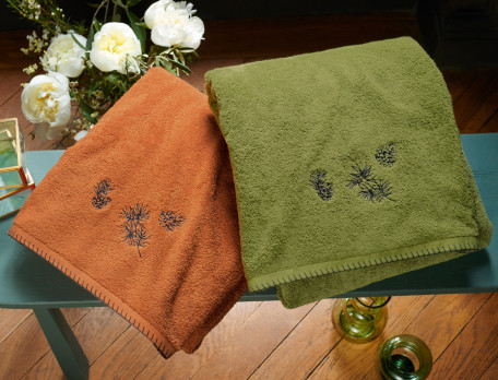 Linge de bain brodé 100% coton 600g/m2 Forêt de Marly