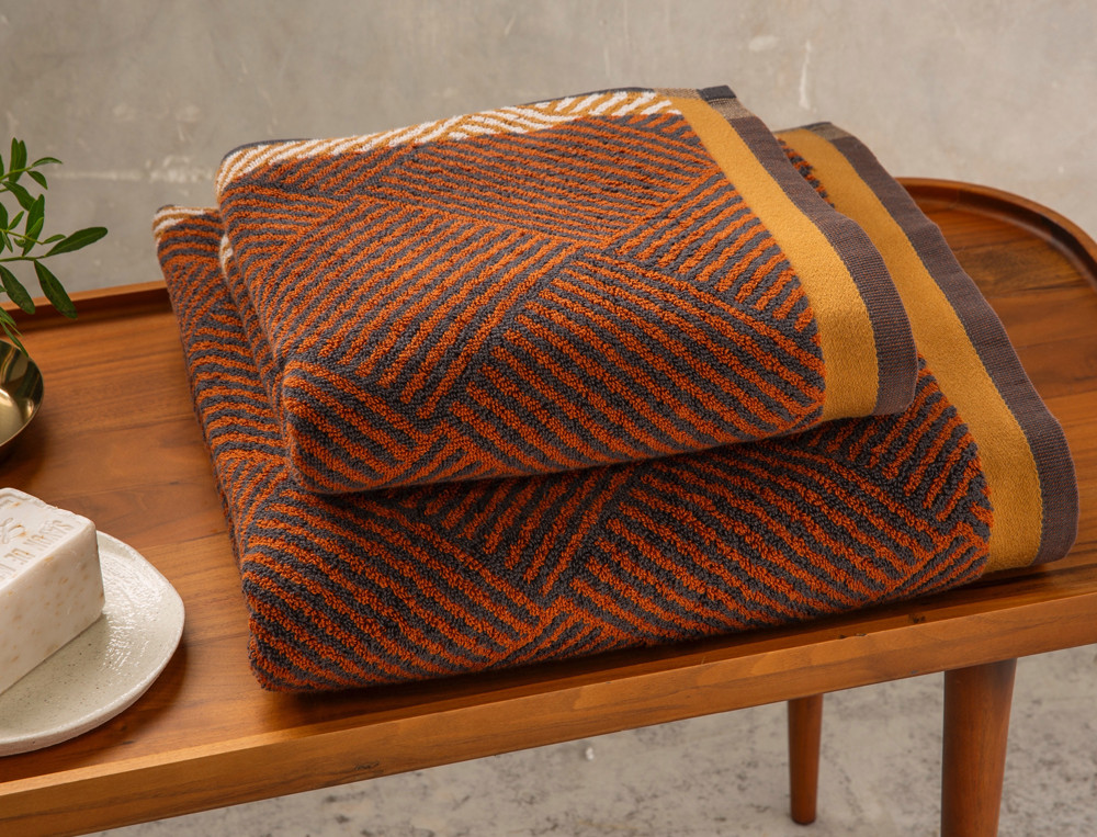 Linge de bain Dédales Jacquard motif géométrique