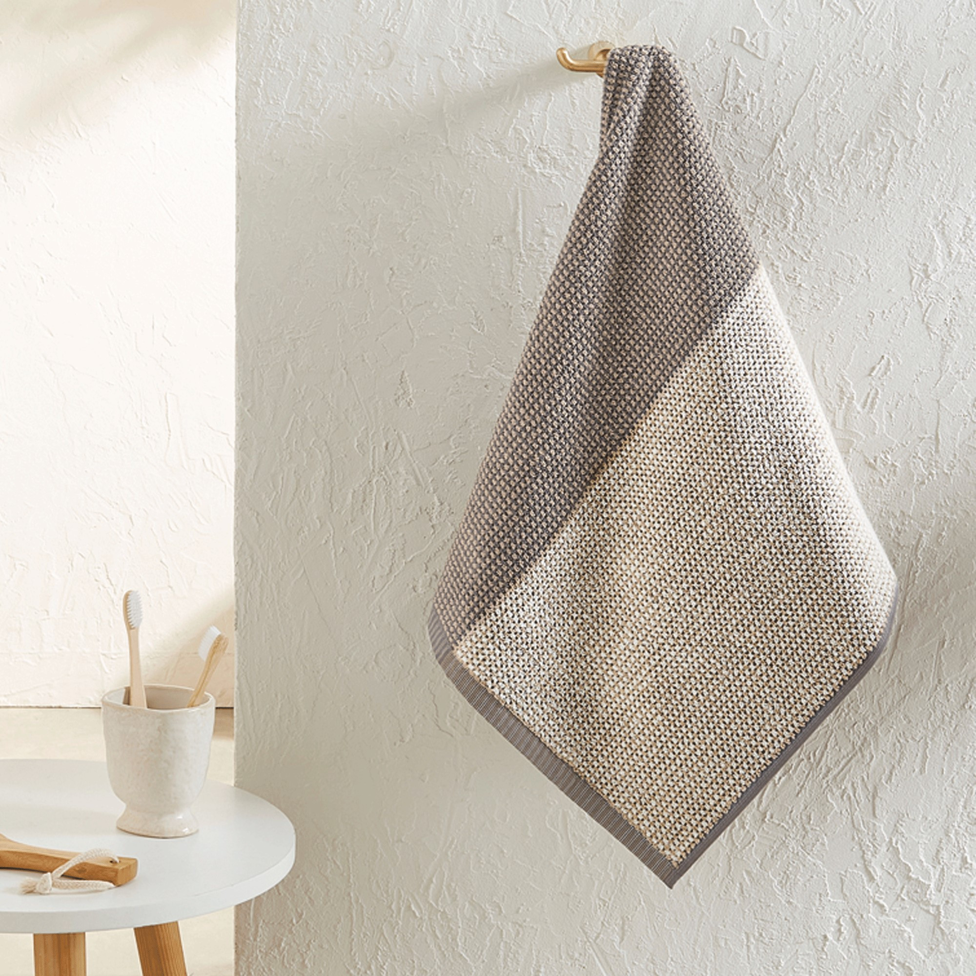 Serviette de bain, drap de bain et 2 gants jacquard En duo