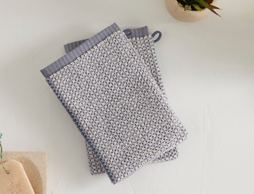 Serviette de bain, drap de bain et 2 gants jacquard En duo