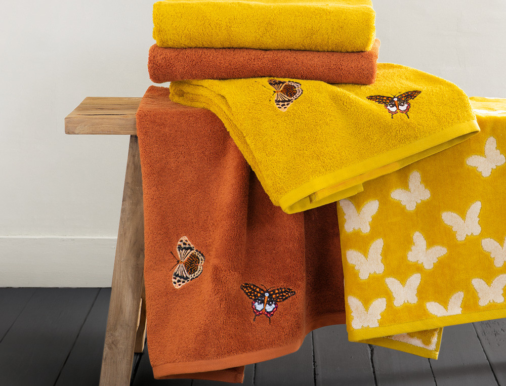 Linge de bain brodée 100% coton Happiness