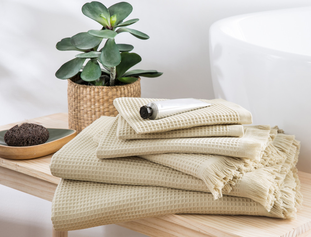 Linge de bain en coton et nid d'abeille L'Estagnol
