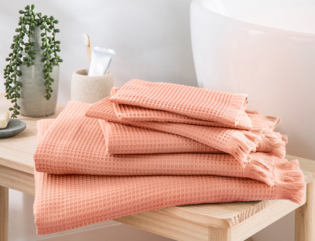 Linge de bain en coton bio et nid d'abeille, certifiée GOTS L'Estagnol