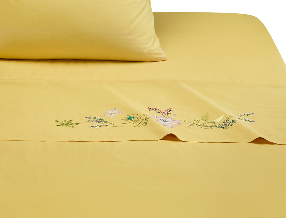 Linge de lit brodé percale 100% coton Belle matinée