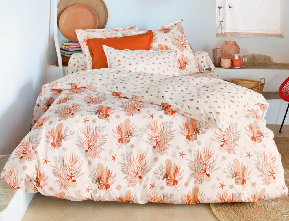 Taie d'oreiller percale imprimé Coquillages