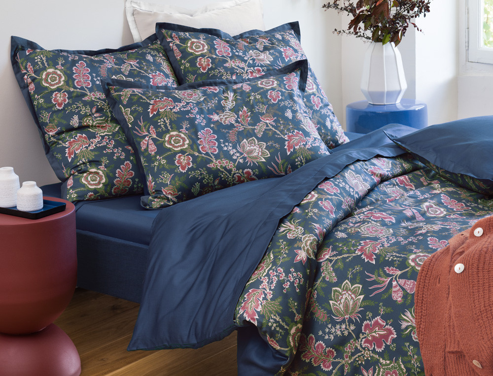 Drap satin 100% coton imprimé fleuri Émotion poétique