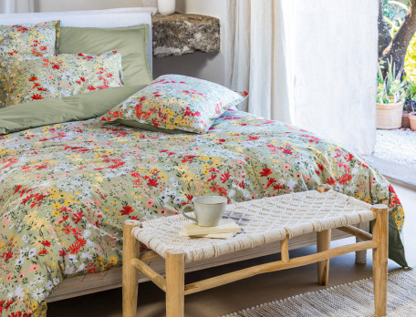 Linge de lit imprimé fleuri percale coton En plein champ