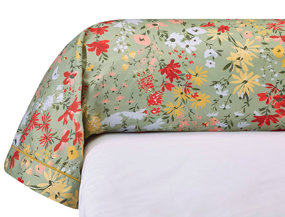 Linge de lit imprimé fleuri percale coton En plein champ