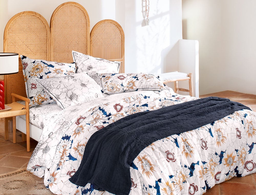 Taie d'oreiller percale imprimé fleuri multicolore Fabuleuses