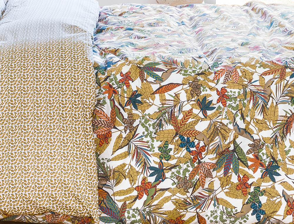 Parure de lit percale imprimé végétal multicolore et petit motifs Luxuriance végétale