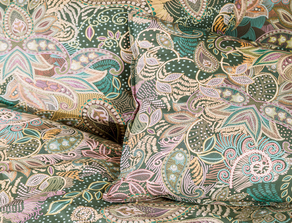 Parure de lit imprimé cachemire multicolore percale coton Maharani