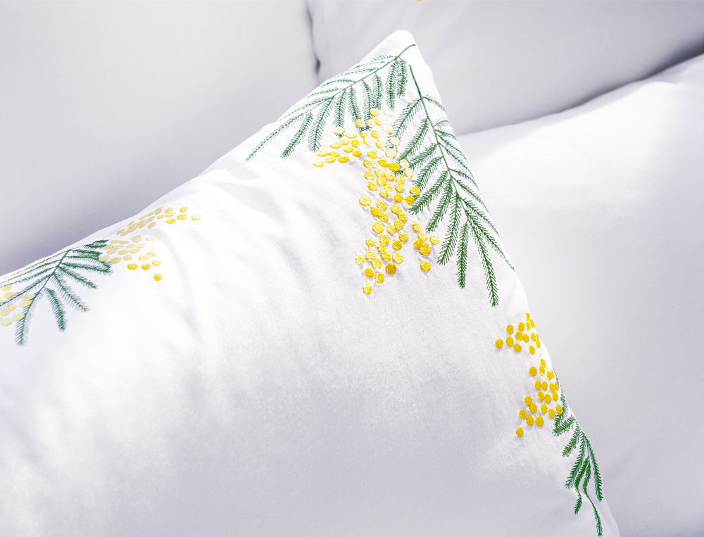 Linge de lit brodé percale Mandelieu