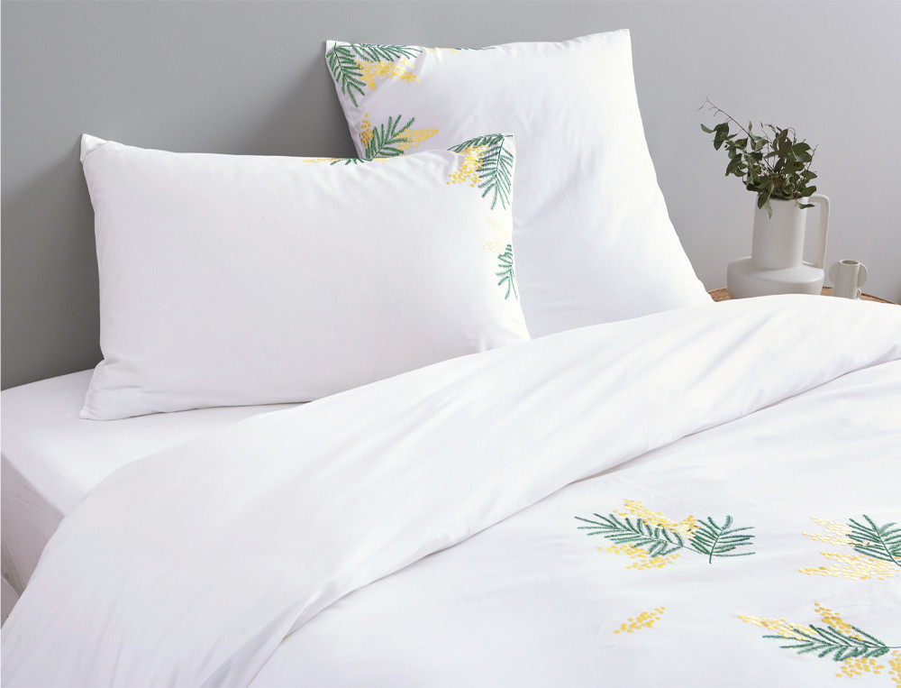 Linge de lit brodé percale Mandelieu