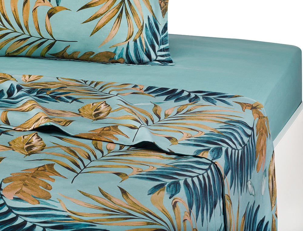 Linge de lit imprimé satin Nature tropicale