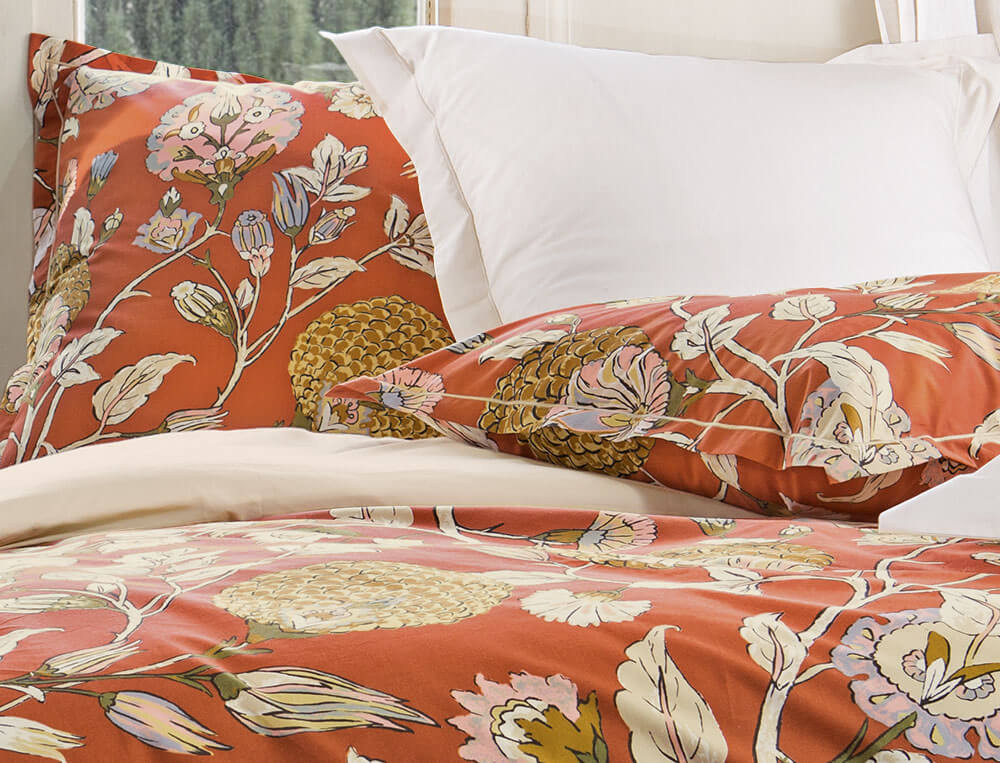 Linge de lit imprimé floral multicolore percale coton Parade en fleurs