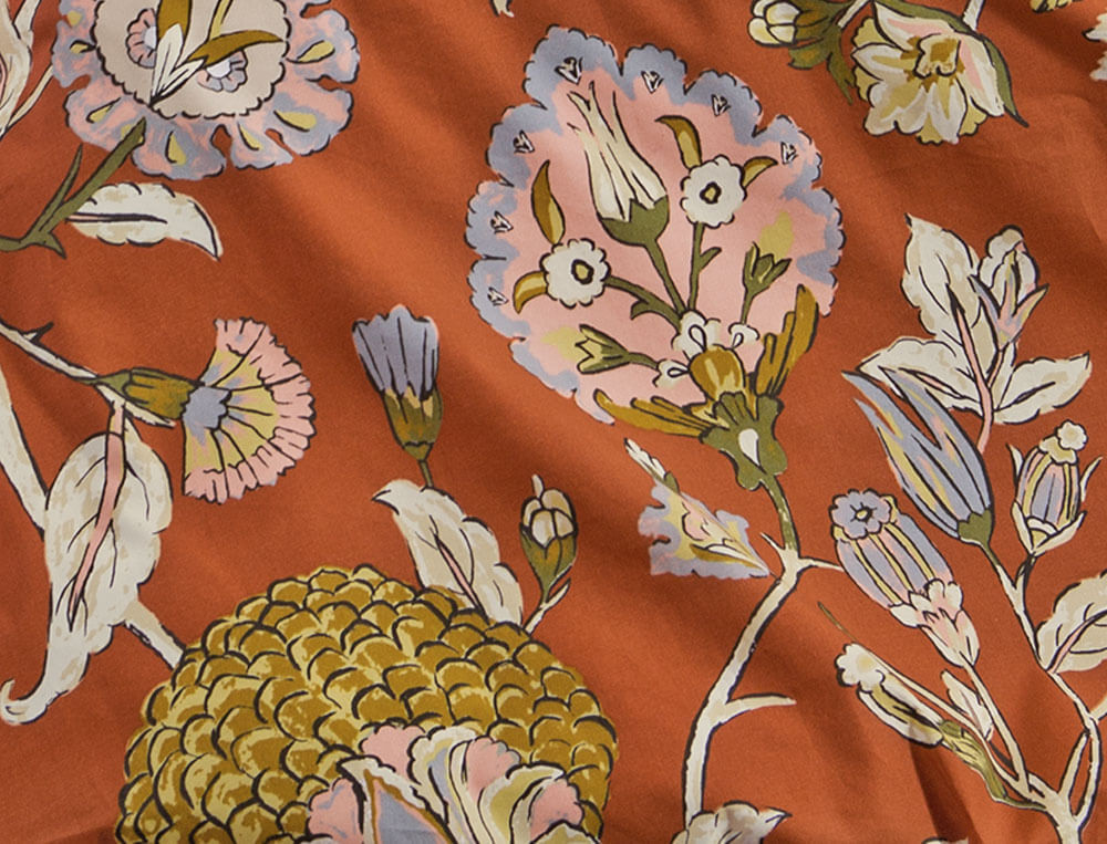 Linge de lit imprimé floral multicolore percale coton Parade en fleurs