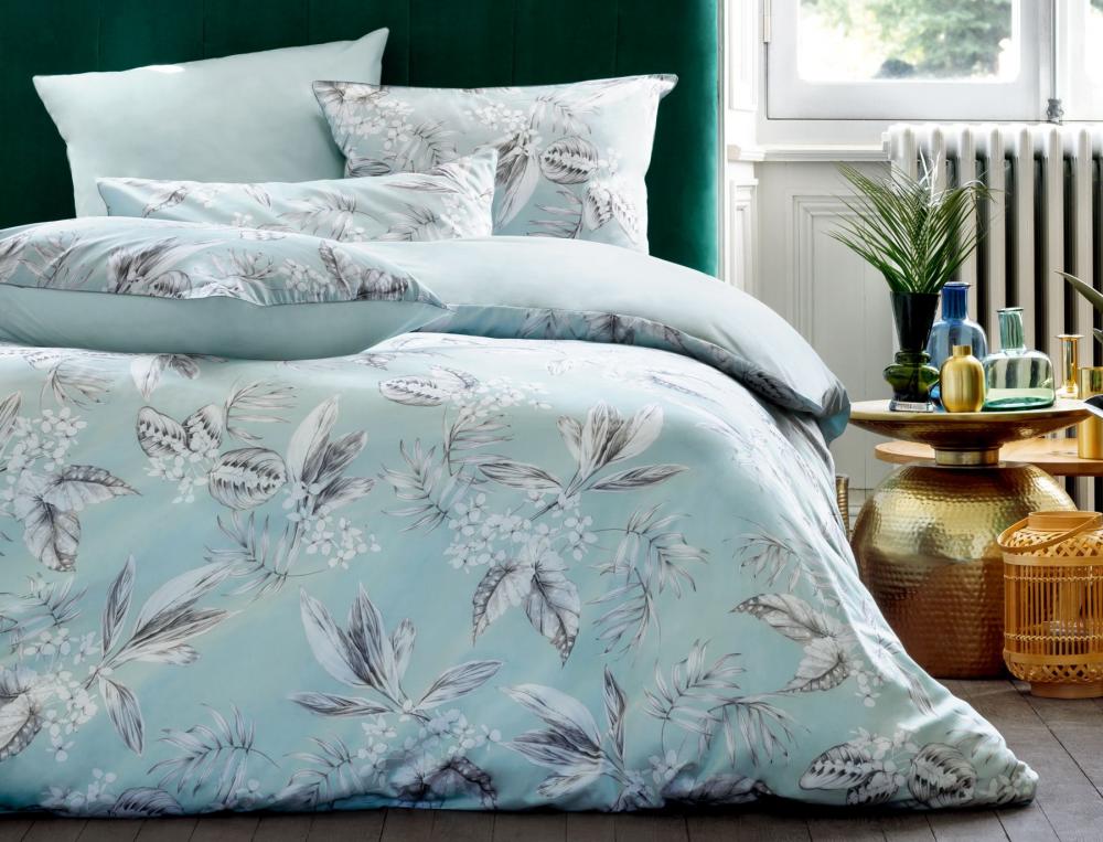 Drap housse satin bleu gris bonnet 35 cm Vallée des eaux claires