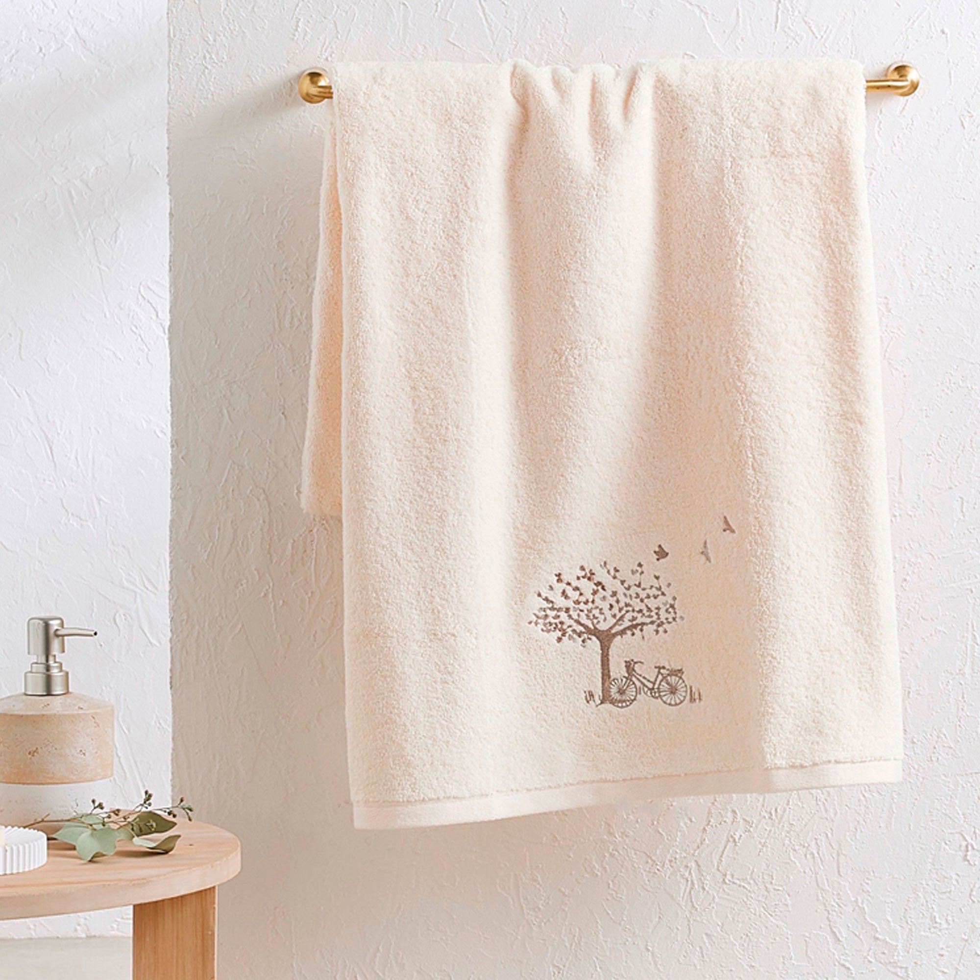 Linge de bain brodé Dimanche à la campagne