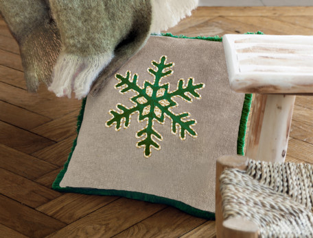 Lot 2 coussins assortis flocons brodés Joyeux Noël