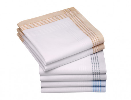6 mouchoirs fond blanc avec motifs jacquard 100% coton Spleen